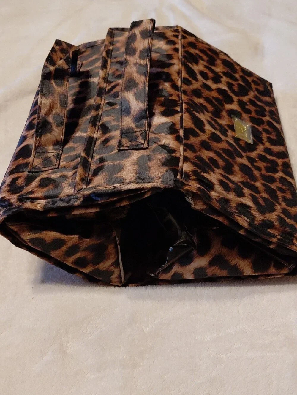 Leopard Print Cosmetic Tote Bag - Brown